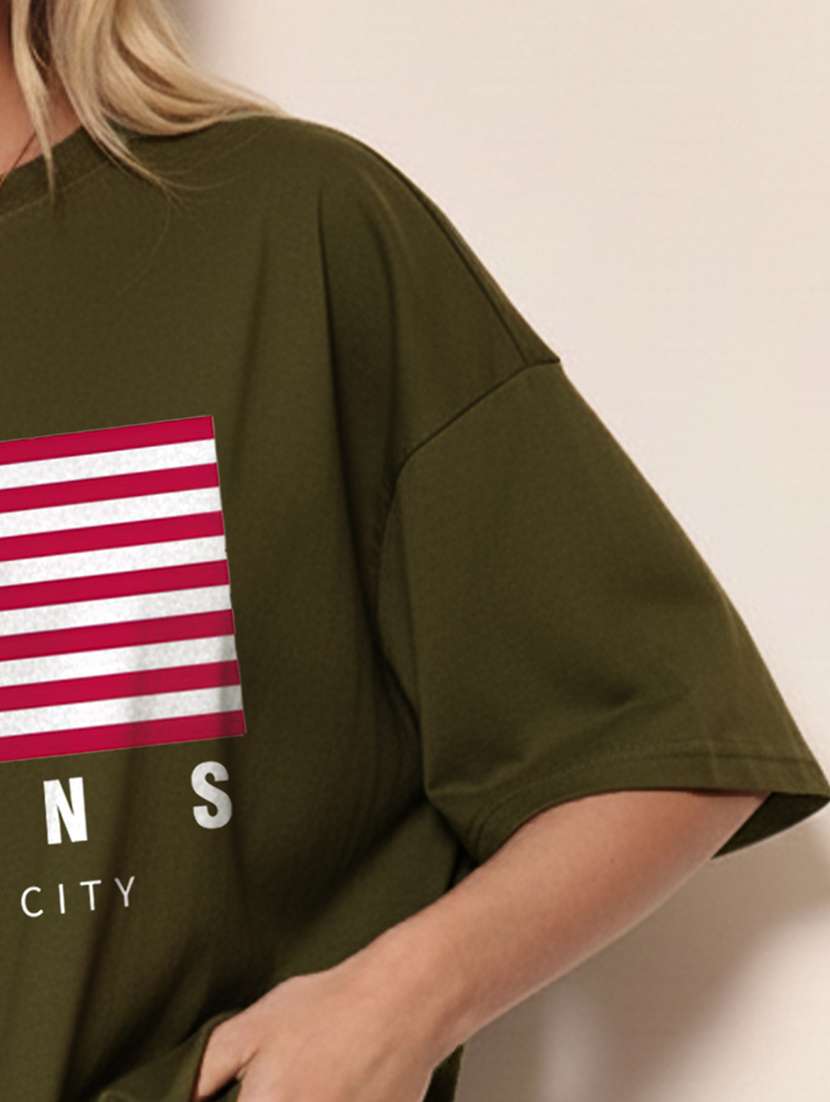 women printed short sleeve oversized t-shirt - 22466808 -  Standard Image - 4