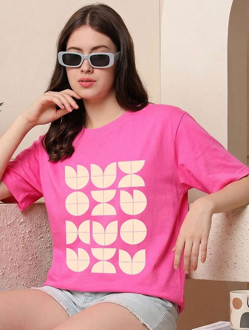 Women Printed Short Sleeve Oversized T-shirt - 22466828 -  Standard Image - 1