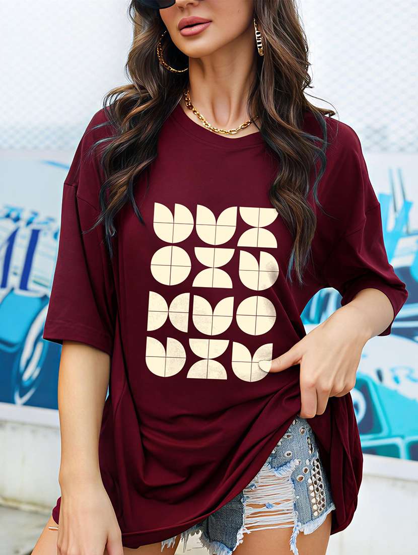 women printed short sleeve oversized t-shirt - 22466851 -  Standard Image - 1