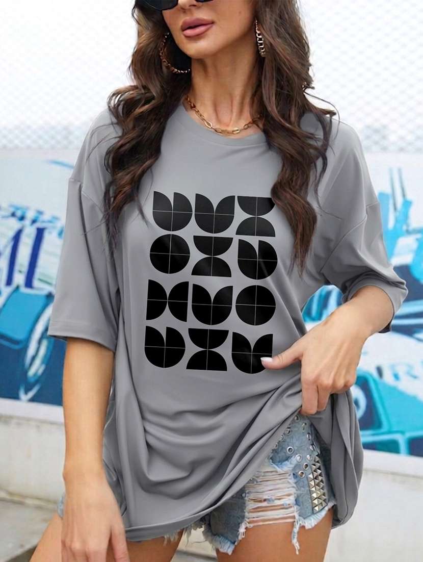 women printed short sleeve oversized t-shirt - 22466854 -  Standard Image - 1