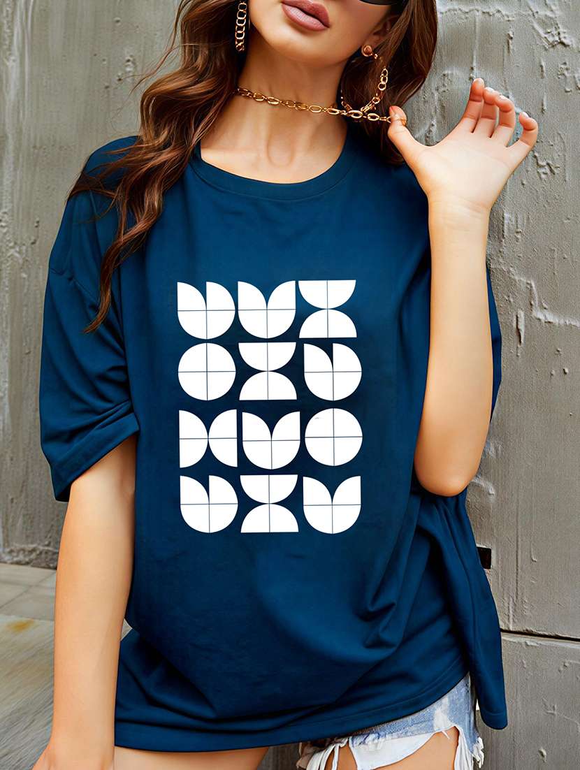 women printed short sleeve oversized t-shirt - 22466855 -  Standard Image - 1