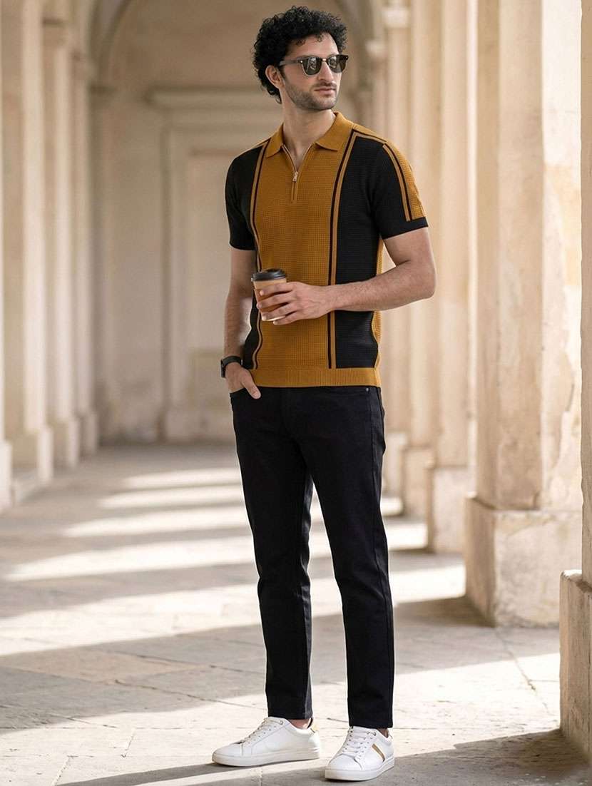 men color block short sleeve regular fit polo t-shirt - 22467030 -  Standard Image - 4