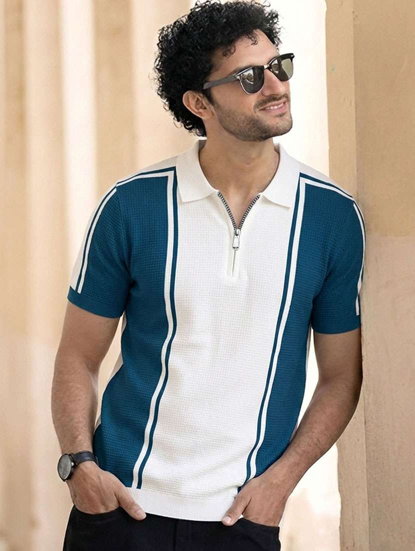 men color block short sleeve regular fit polo t-shirt