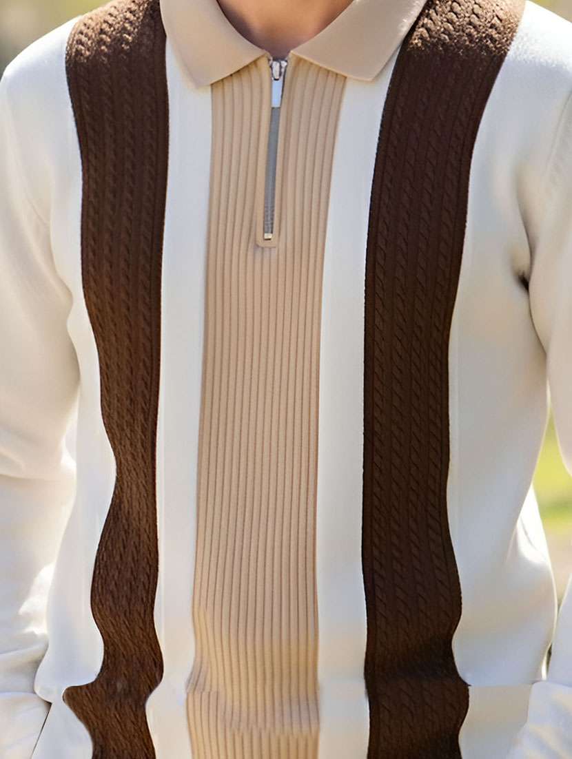 men color block long sleeve regular fit polo t-shirt - 22467135 -  Standard Image - 4