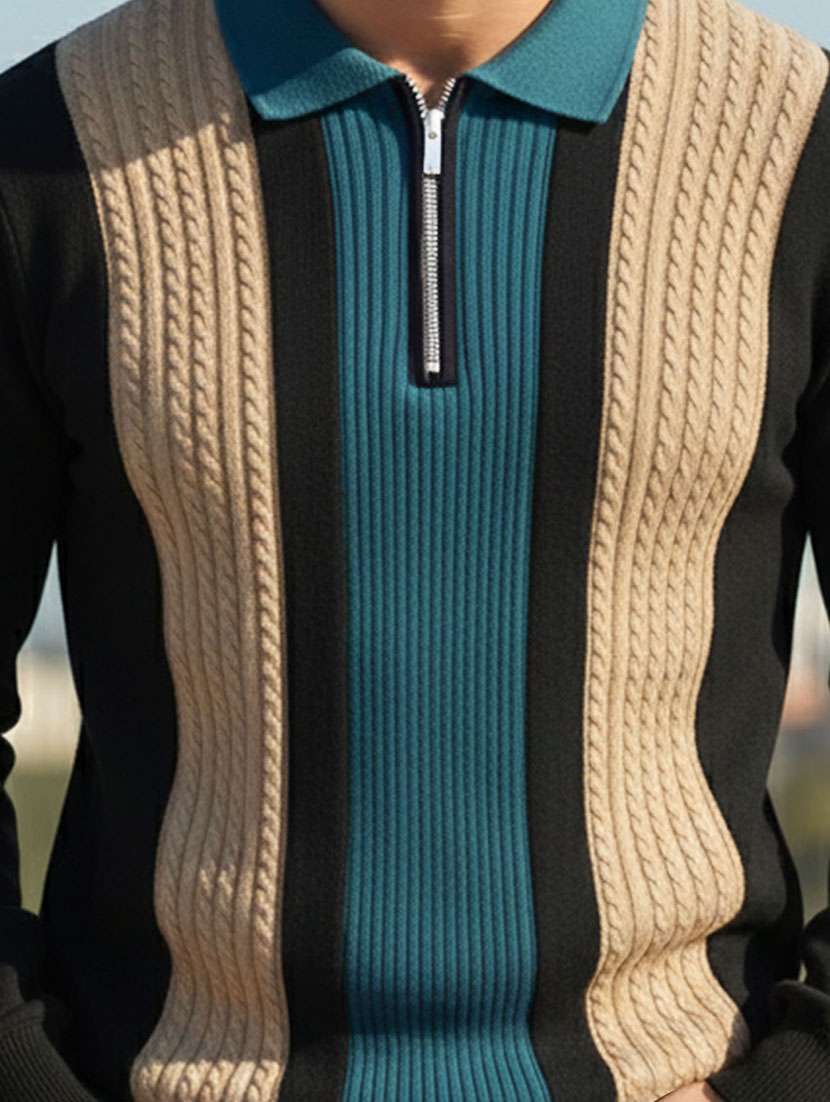 men color block long sleeve regular fit polo t-shirt - 22467136 -  Standard Image - 4