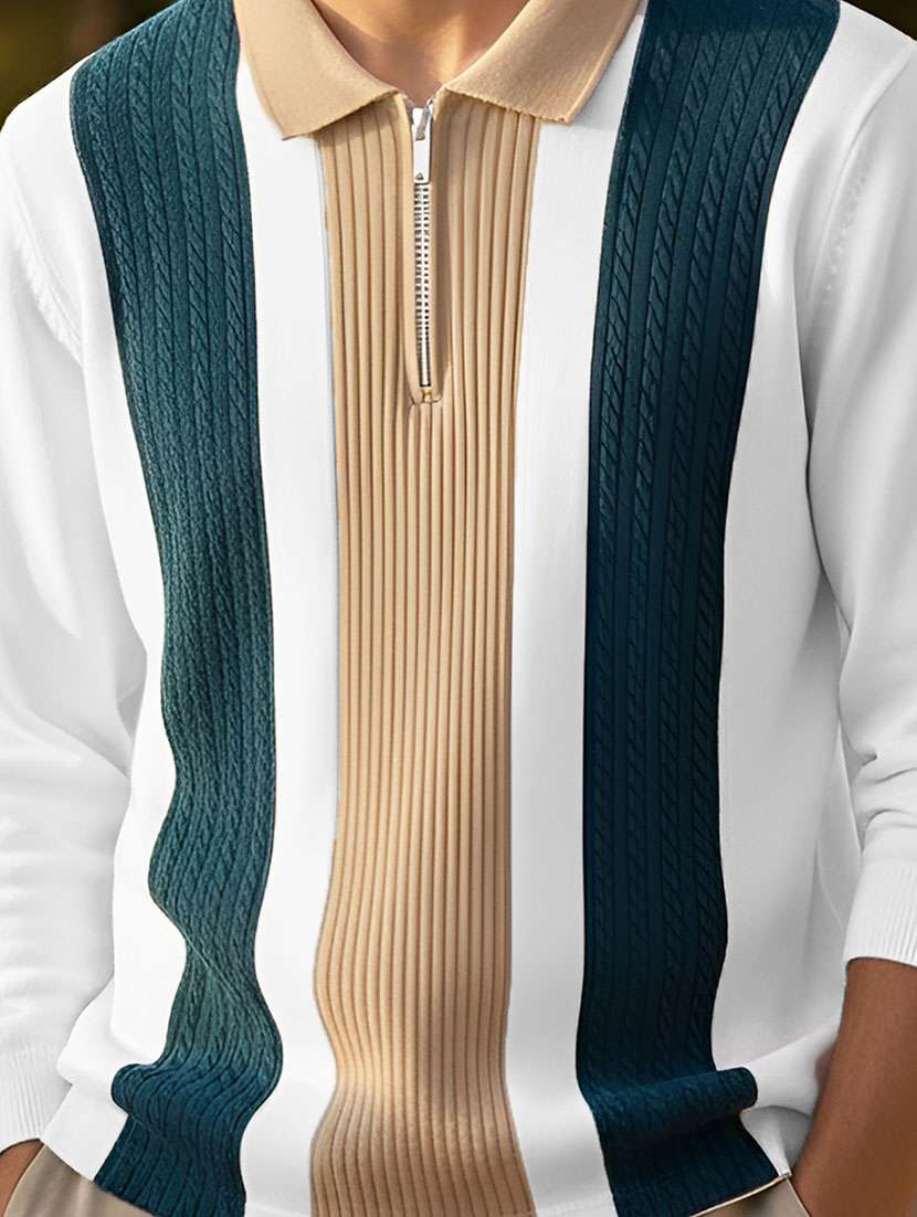 men color block long sleeve regular fit polo t-shirt - 22467137 -  Standard Image - 4