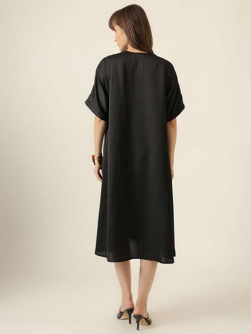 women solid short sleeve a-line dress - 22467469 -  Standard Image - 4