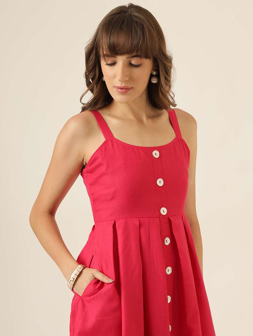 Women Solid Shoulder Strap A-line Dress - 22467473 -  Standard Image - 1