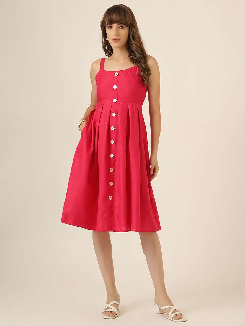 Women Solid Shoulder Strap A-line Dress - 22467473 -  Standard Image - 4