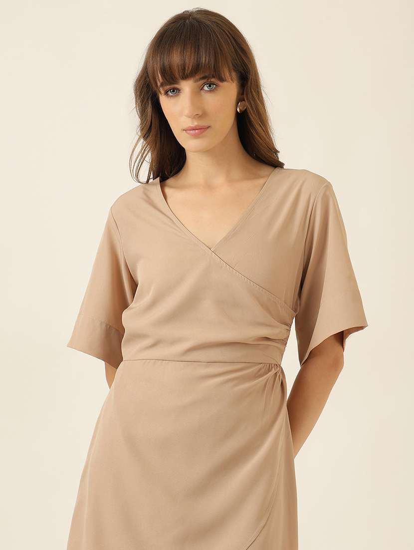 women solid short sleeve a-line dress - 22467478 -  Standard Image - 1