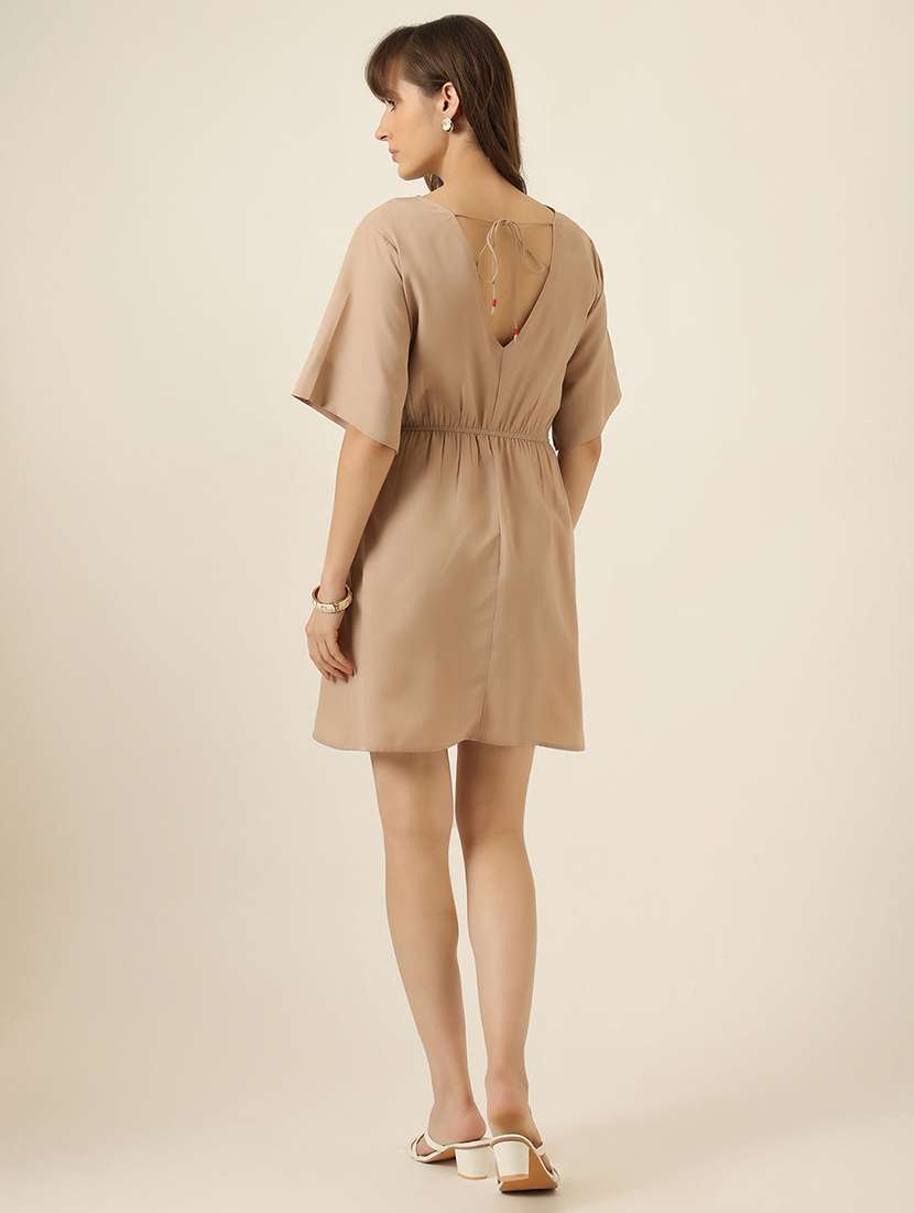 women solid short sleeve a-line dress - 22467478 -  Standard Image - 4
