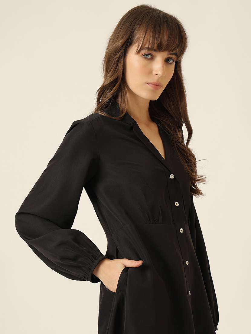 women solid long sleeve a-line dress - 22467479 -  Standard Image - 1