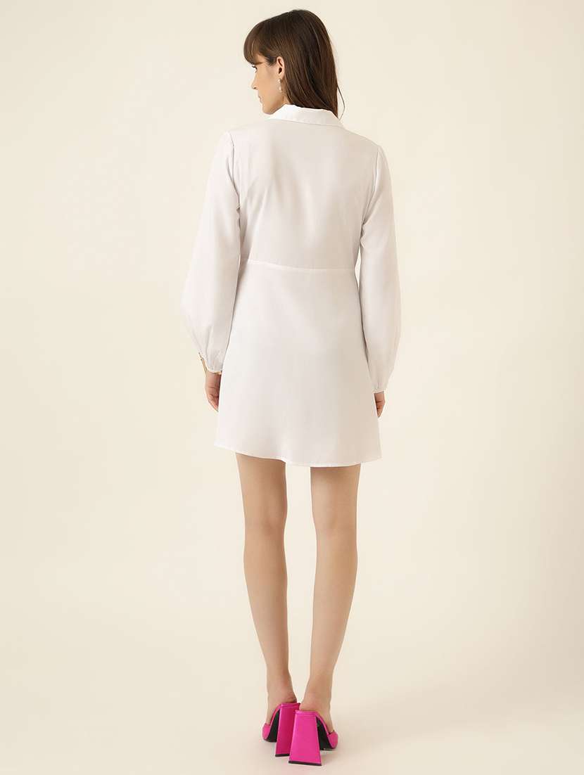 women solid long sleeve a-line dress - 22467480 -  Standard Image - 4