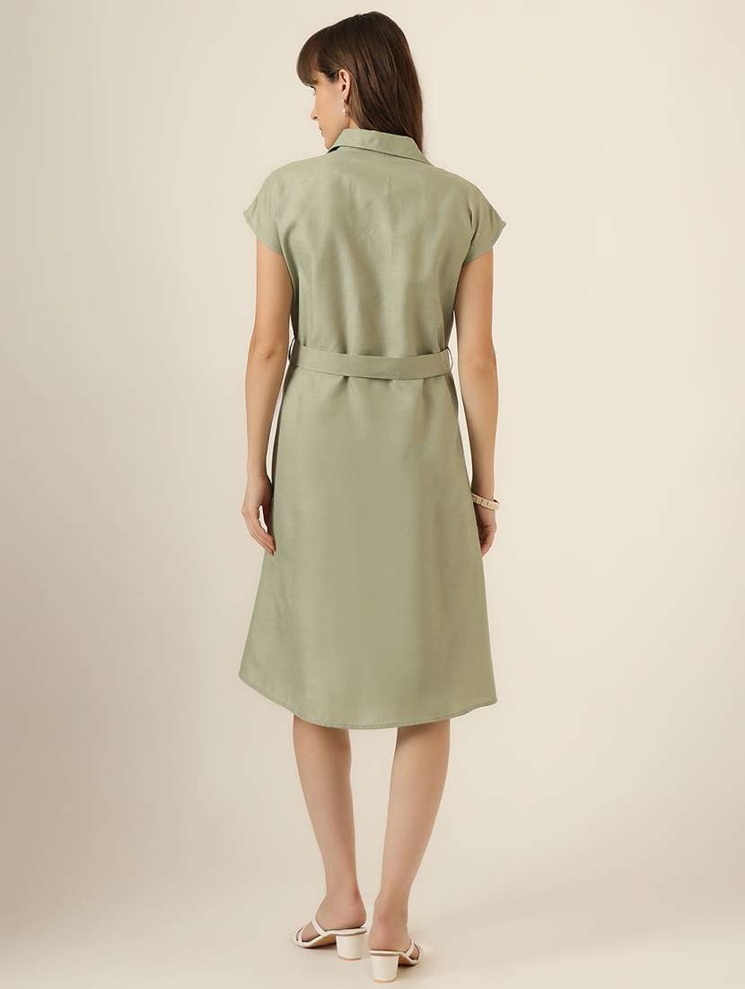 women solid short sleeve a-line dress - 22467482 -  Standard Image - 4
