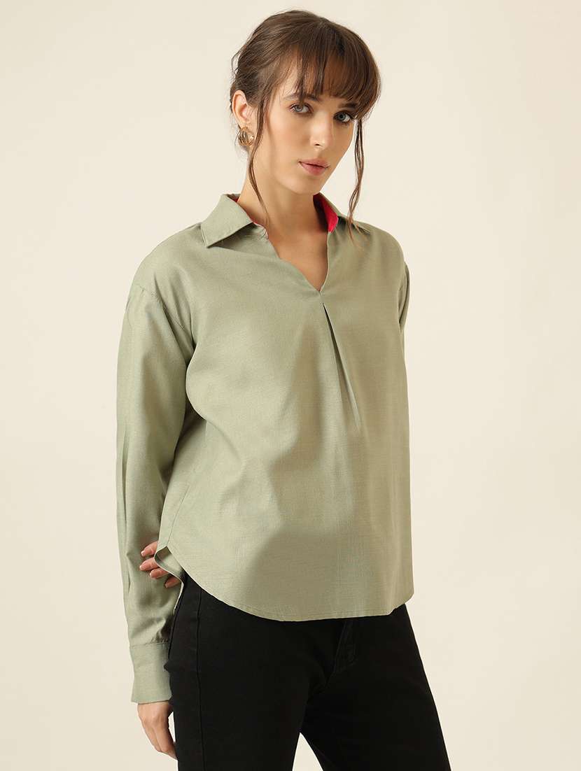 women solid long sleeve regualr fit shirt - 22467489 -  Standard Image - 1