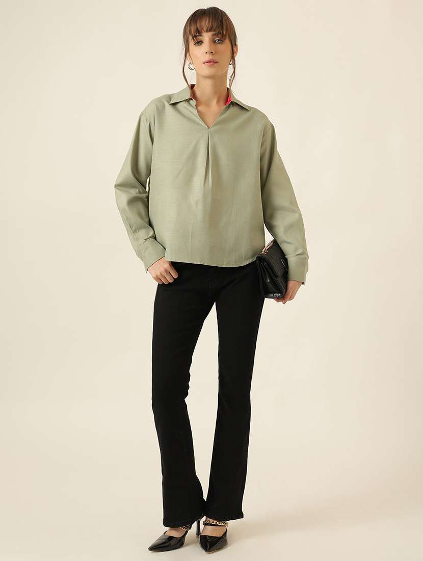 women solid long sleeve regualr fit shirt - 22467489 -  Standard Image - 4