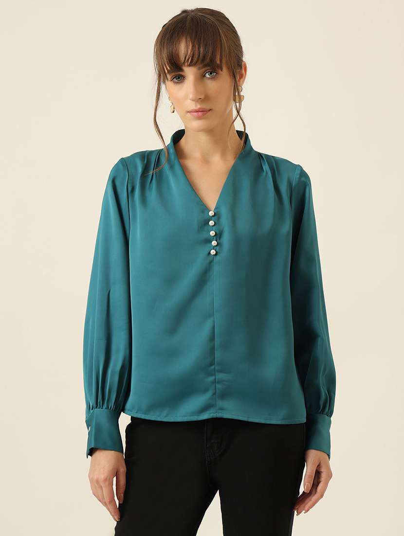 women solid long sleeve top  - 22467493 -  Standard Image - 1
