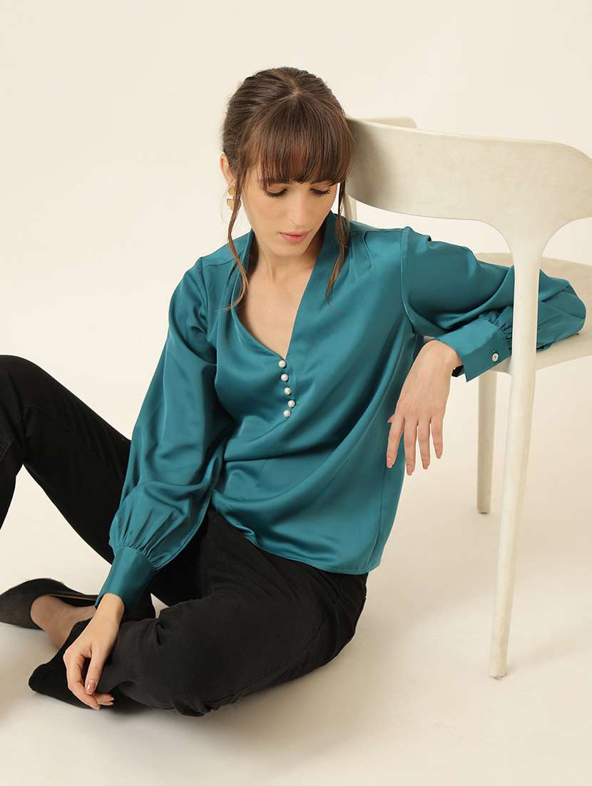 women solid long sleeve top  - 22467493 -  Standard Image - 4