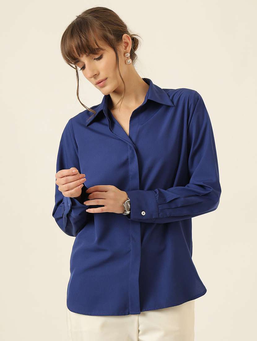 women solid long sleeve regualr fit shirt - 22467494 -  Standard Image - 1