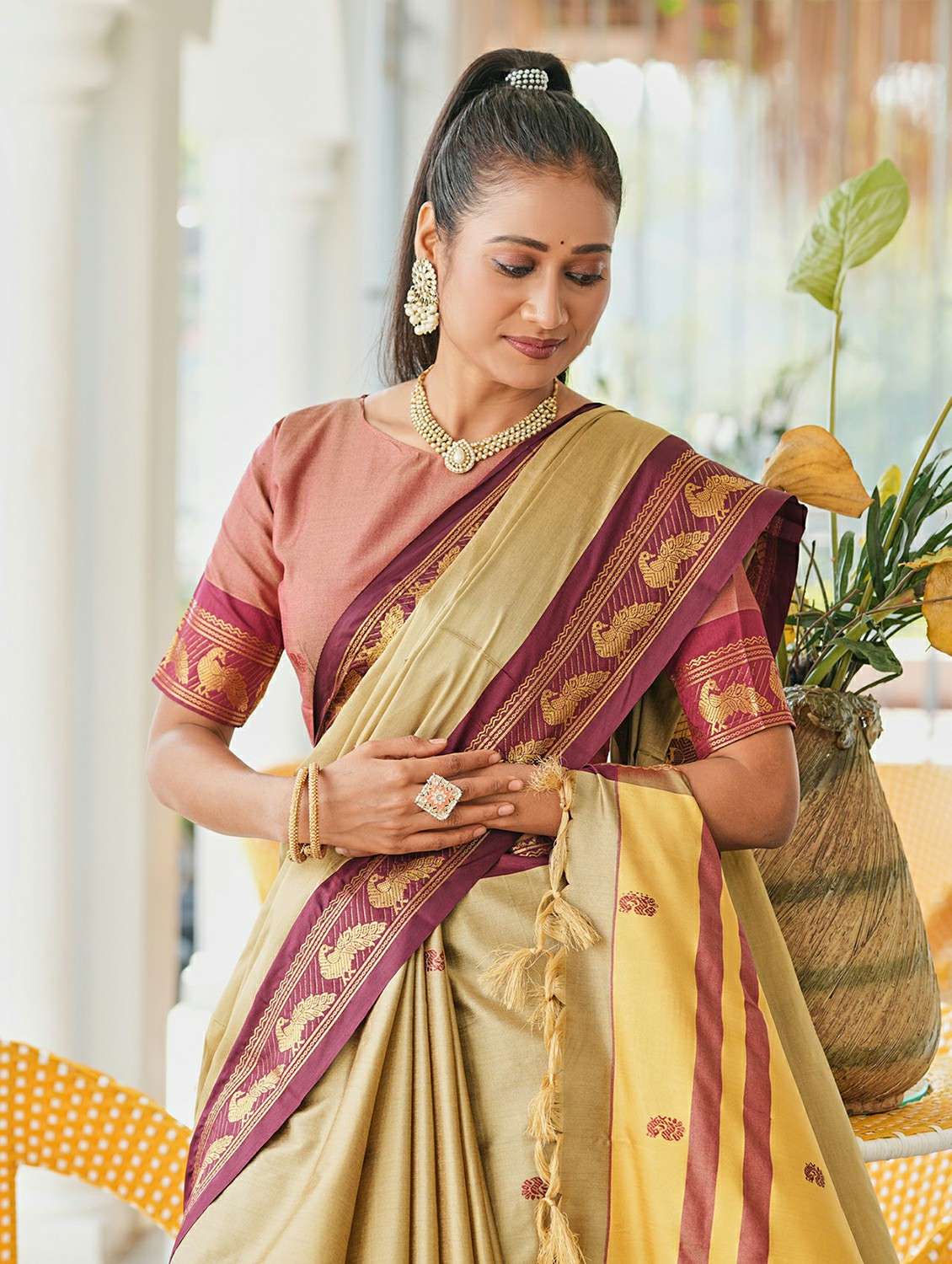 women self designed saree with attached blouse with blouse - 22467537 -  Standard Image - 1