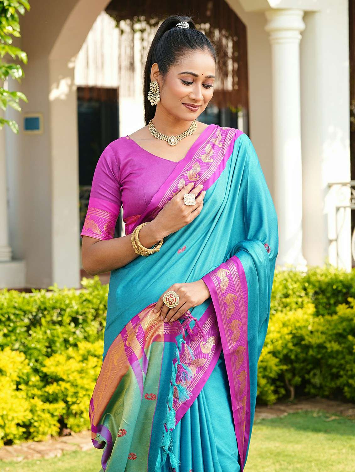 women self designed saree with attached blouse with blouse - 22467543 -  Standard Image - 1