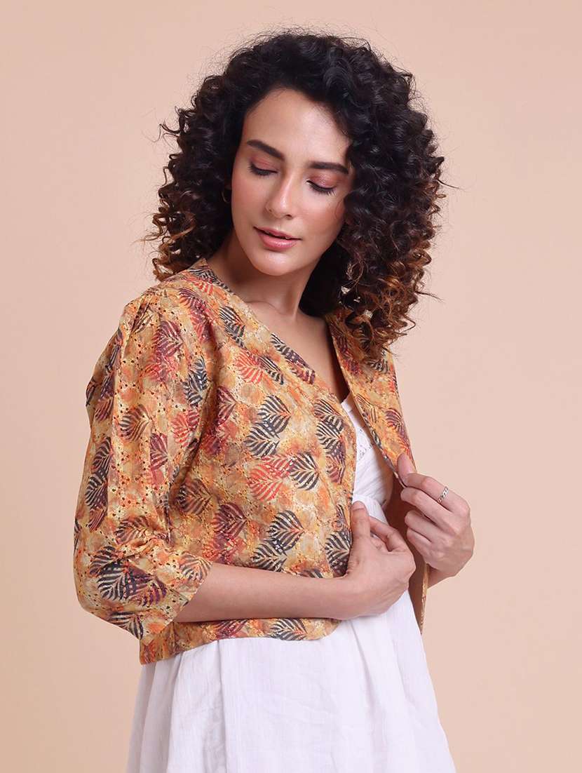 women printed multi colored cotton regular shacket - 22467585 -  Standard Image - 1