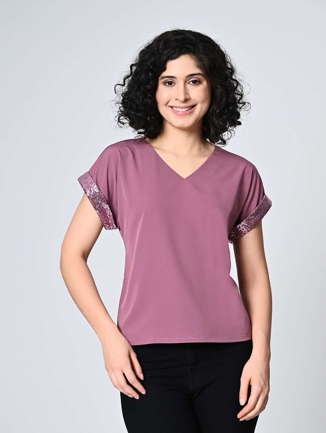 women solid short sleeve regular top
