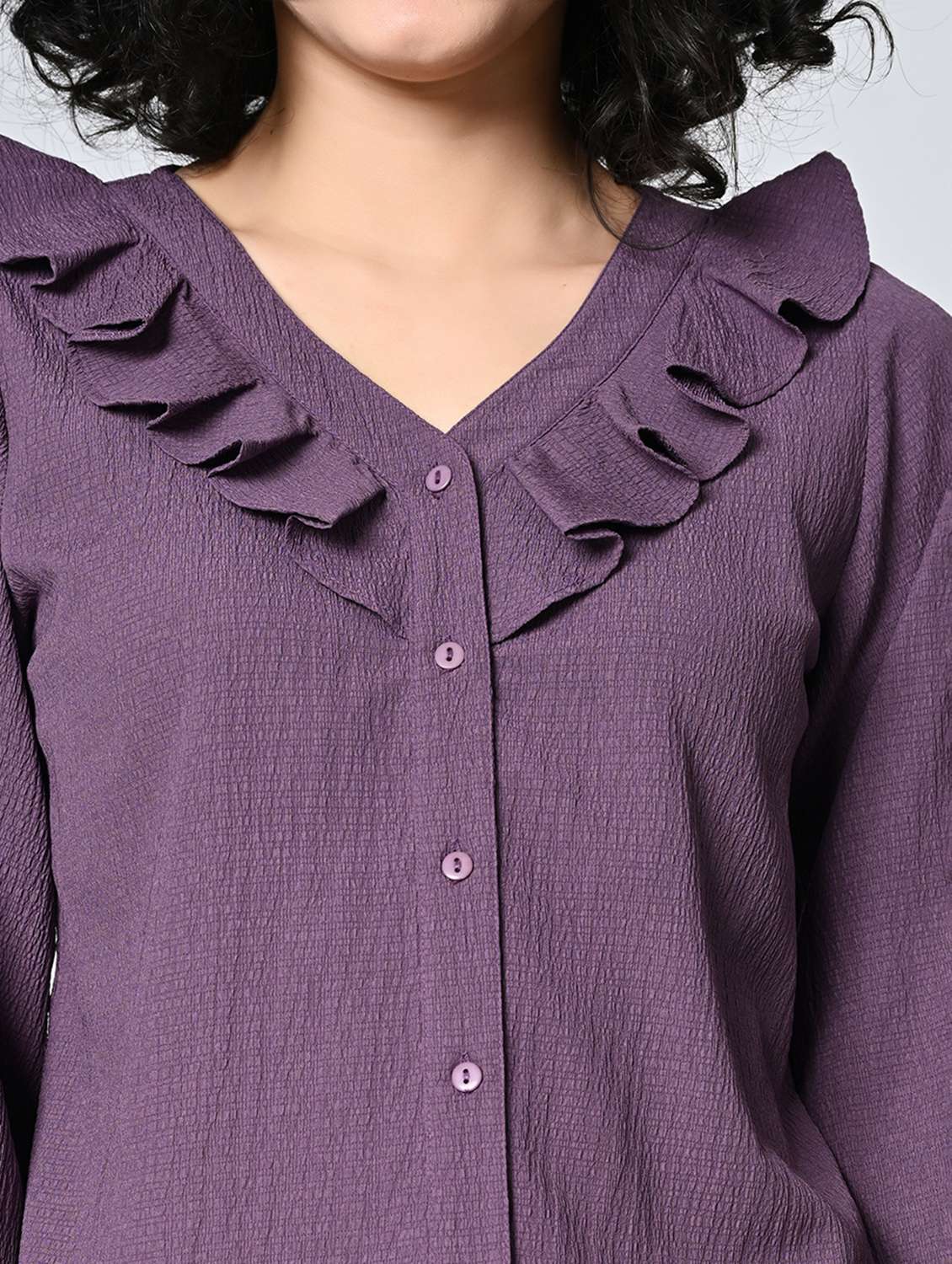 women solid purple polyester regular top - 22467615 -  Standard Image - 1