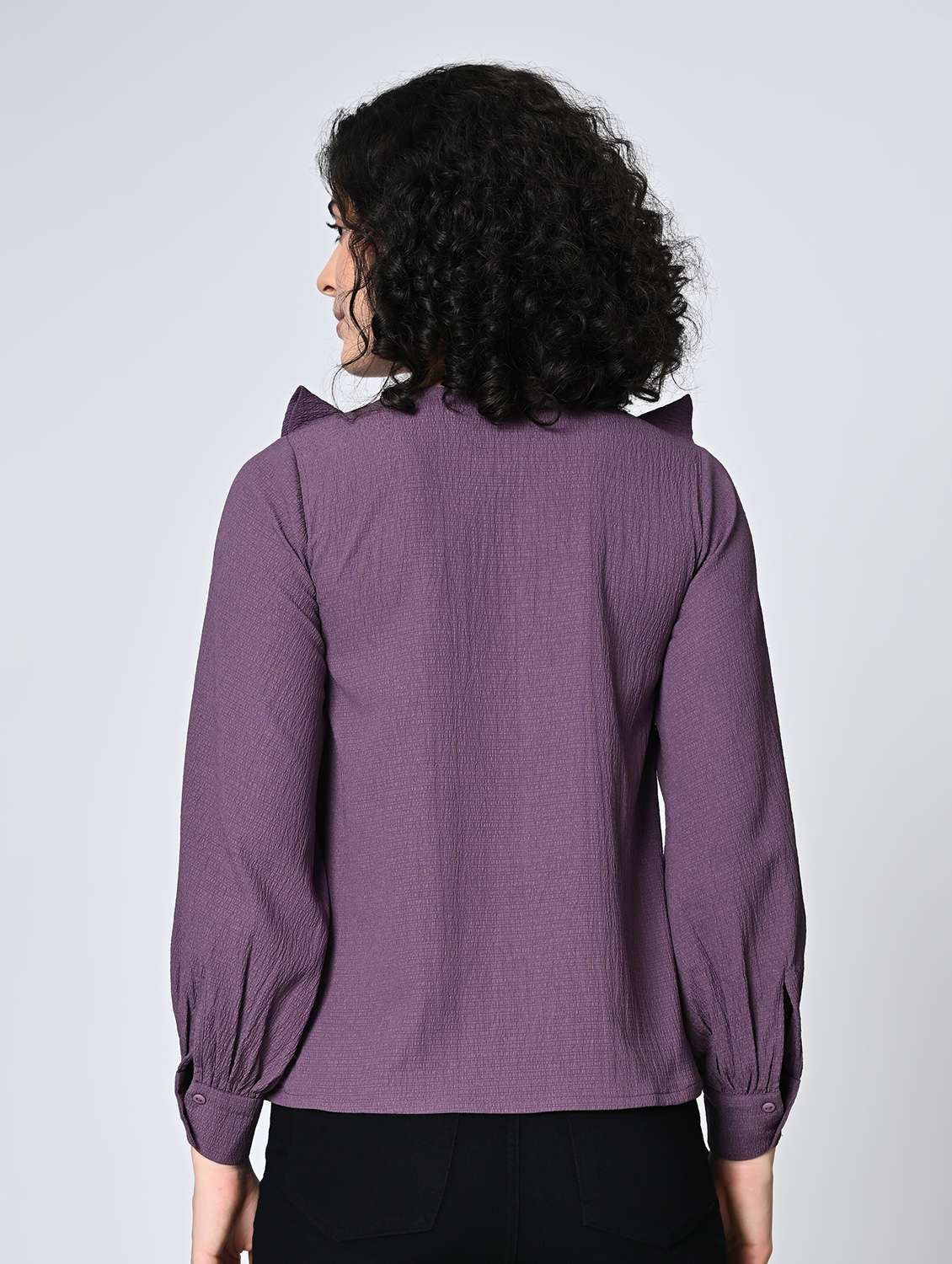 women solid purple polyester regular top - 22467615 -  Standard Image - 4