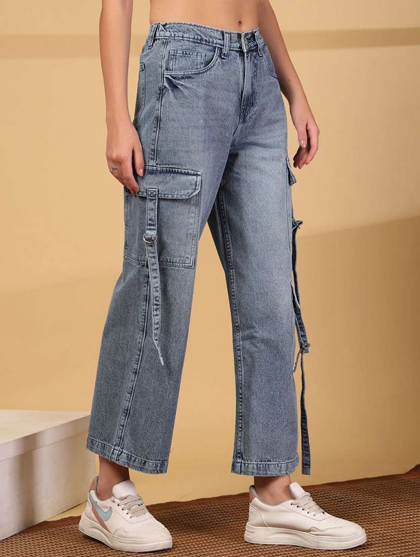 women blue cotton jean - 22467622 -  Standard Image - 1