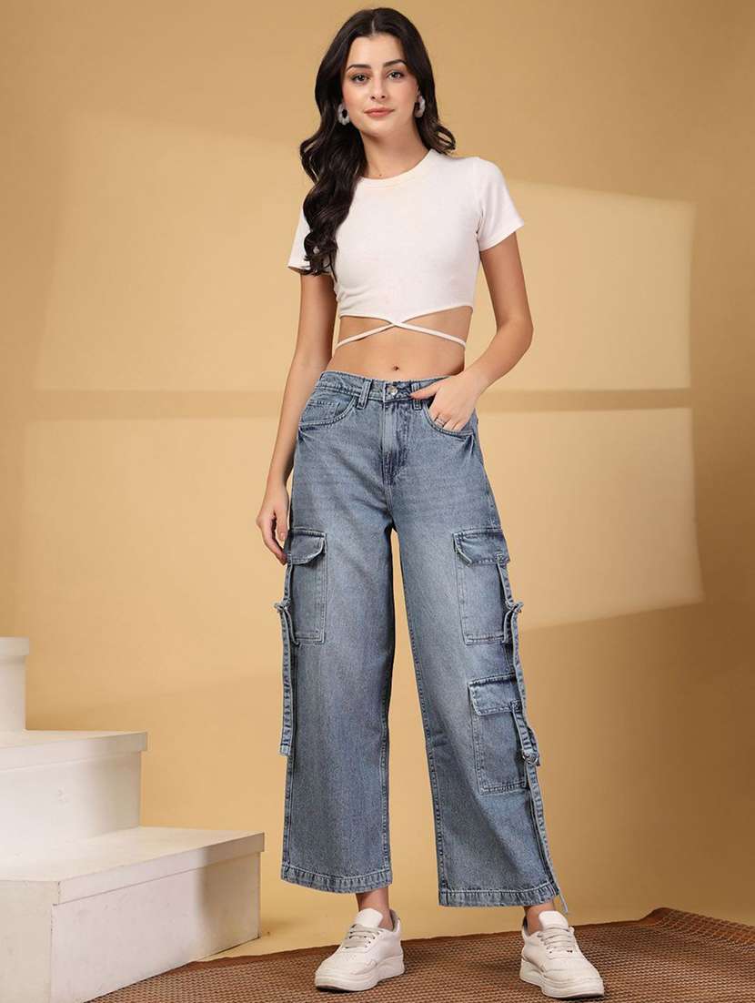 women blue cotton jean - 22467622 -  Standard Image - 4