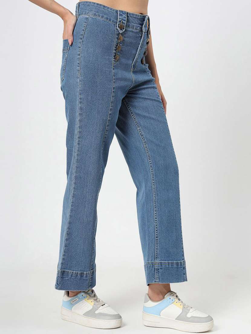 women blue cotton jean - 22467629 -  Standard Image - 1