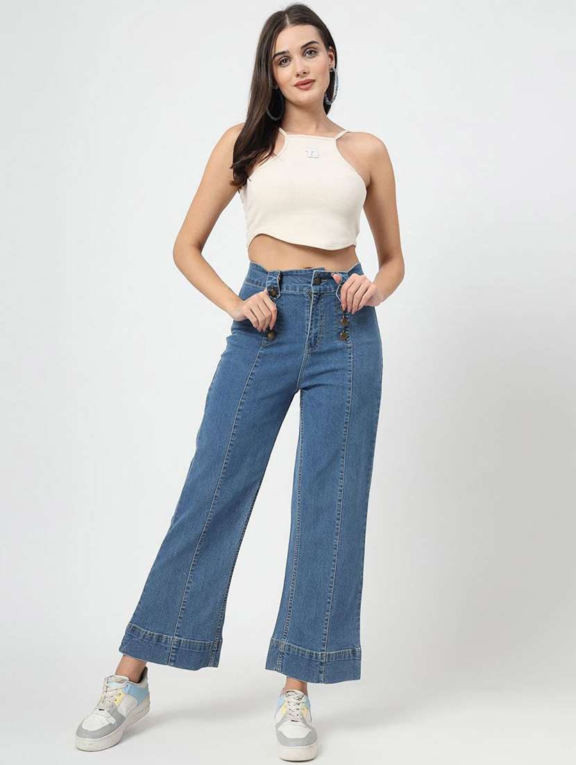 women blue cotton jean - 22467629 -  Standard Image - 4