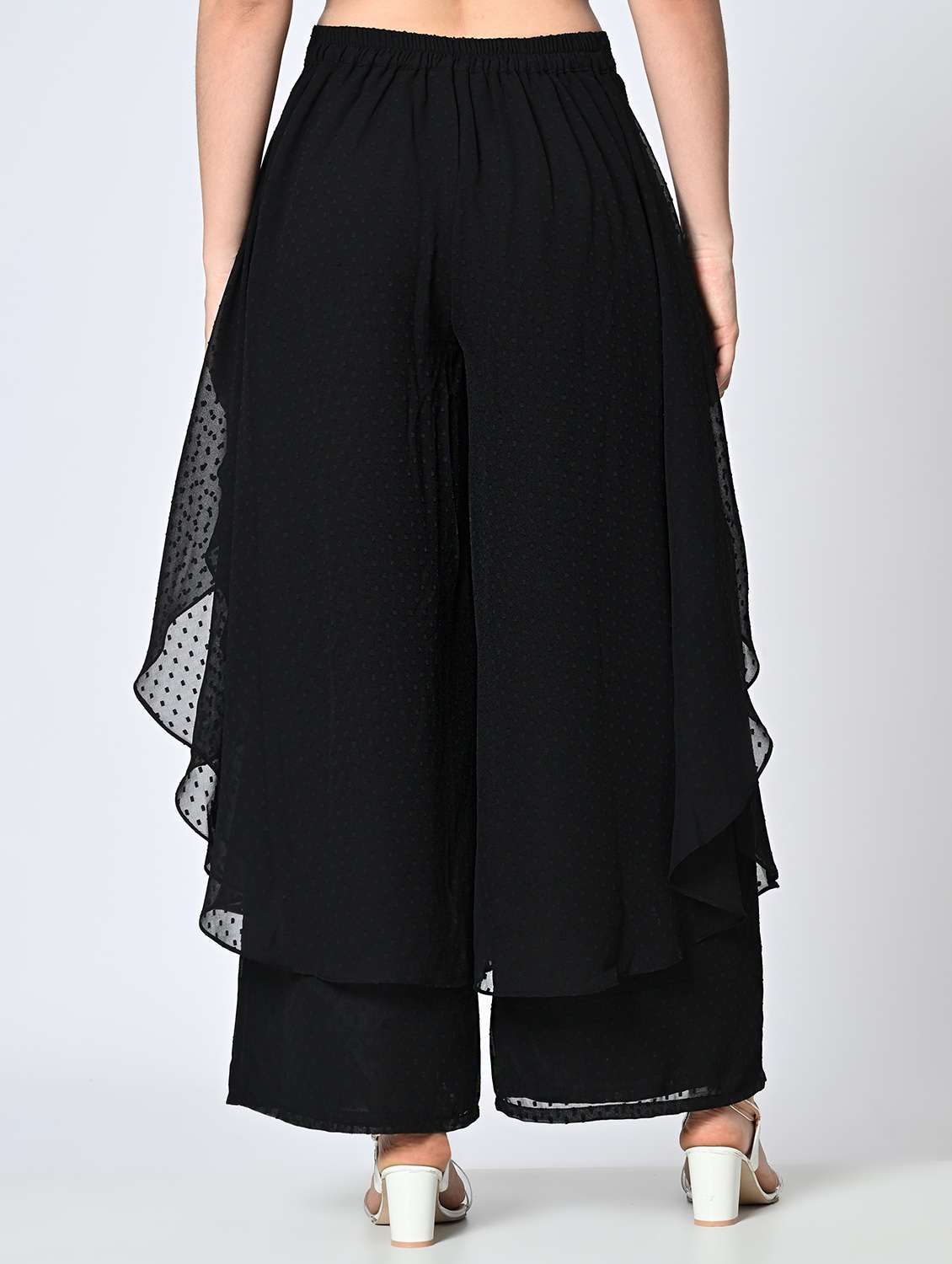 women black georgette palazzo - 22467648 -  Standard Image - 4