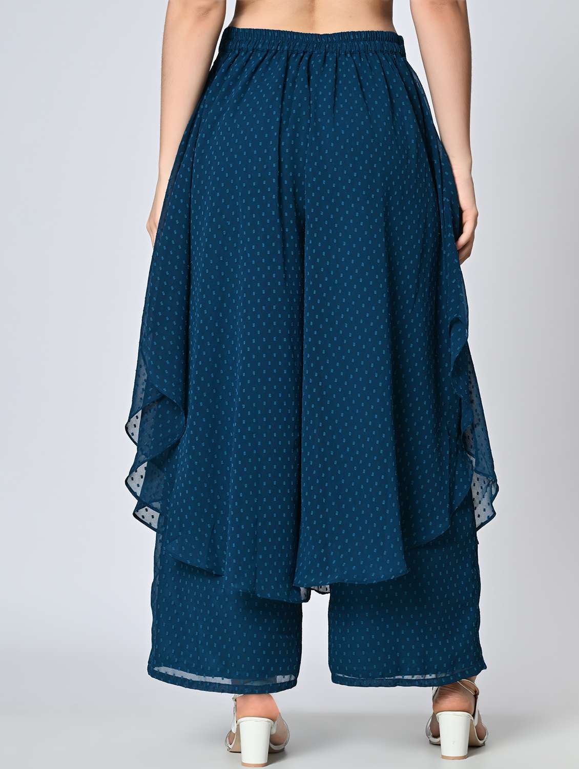 women teal georgette palazzo - 22467649 -  Standard Image - 4