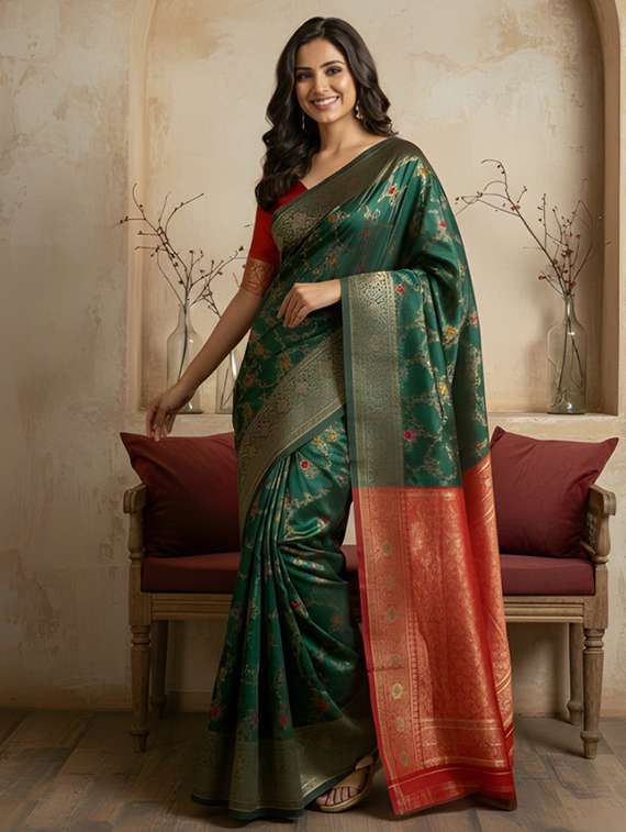 Women Self Designed Saree With Attached Blouse With Blouse - 22467653 -  Standard Image - 1
