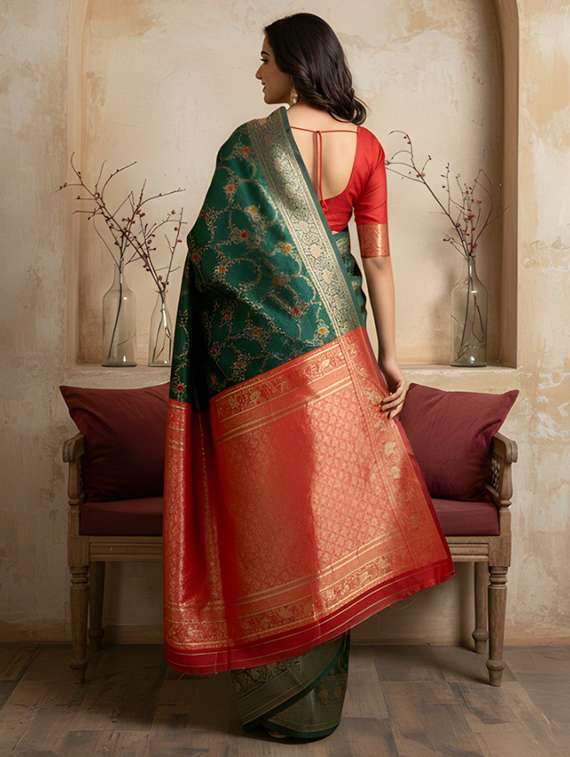 Women Self Designed Saree With Attached Blouse With Blouse - 22467653 -  Standard Image - 4