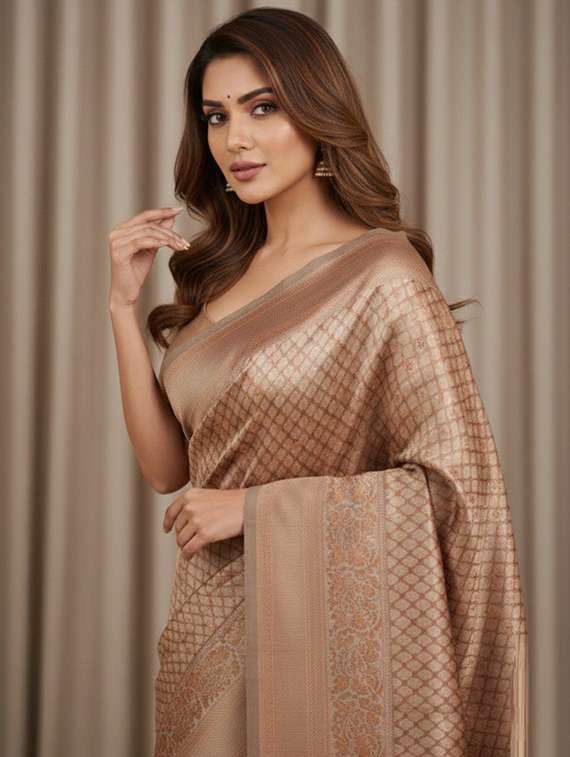 women self designed saree with attached blouse with blouse - 22467661 -  Standard Image - 1