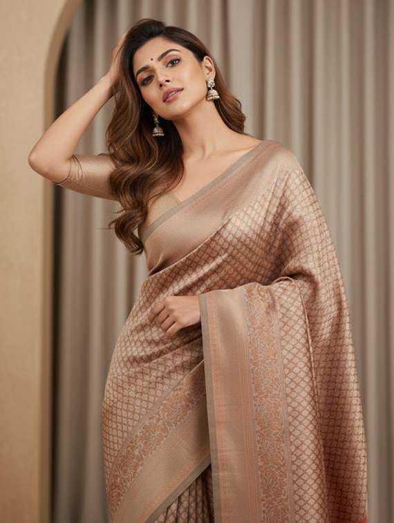 women self designed saree with attached blouse with blouse - 22467661 -  Standard Image - 4