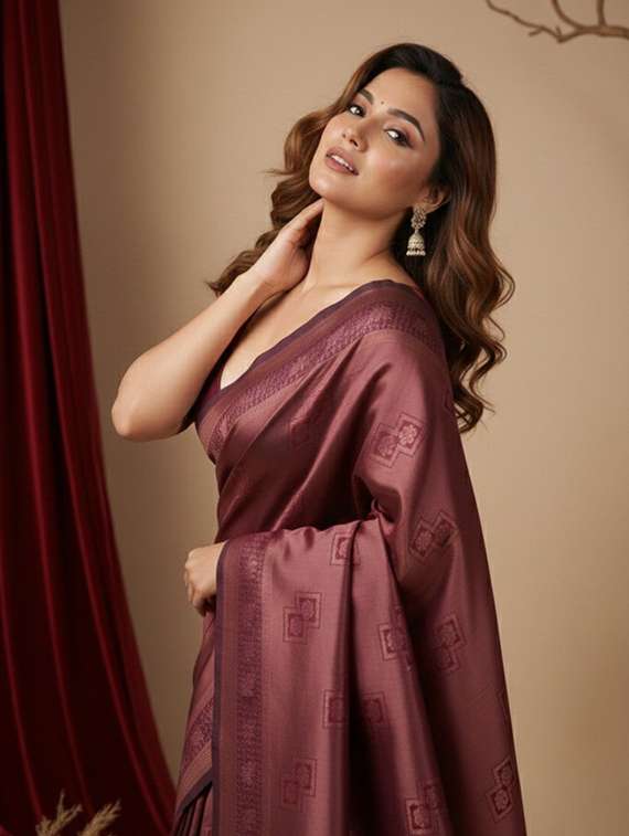 Women Self Designed Saree With Attached Blouse With Blouse - 22467663 -  Standard Image - 1