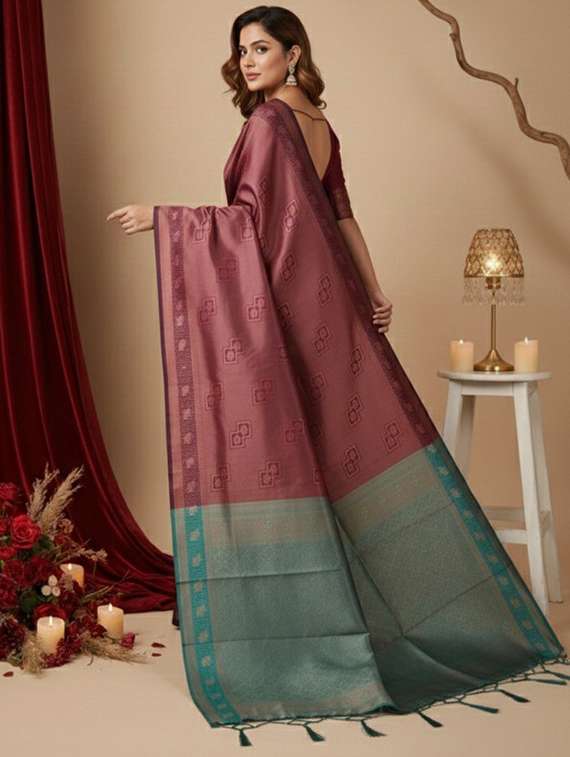 Women Self Designed Saree With Attached Blouse With Blouse - 22467663 -  Standard Image - 4