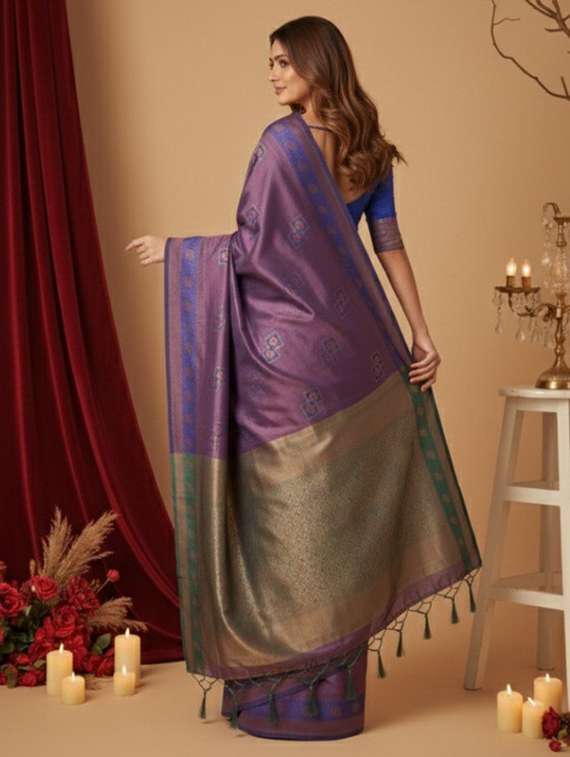 women self designed saree with attached blouse with blouse - 22467665 -  Standard Image - 4