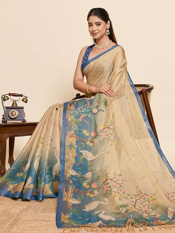 Women Colored Printed Saree With Blouse - 22467669 -  Standard Image - 4