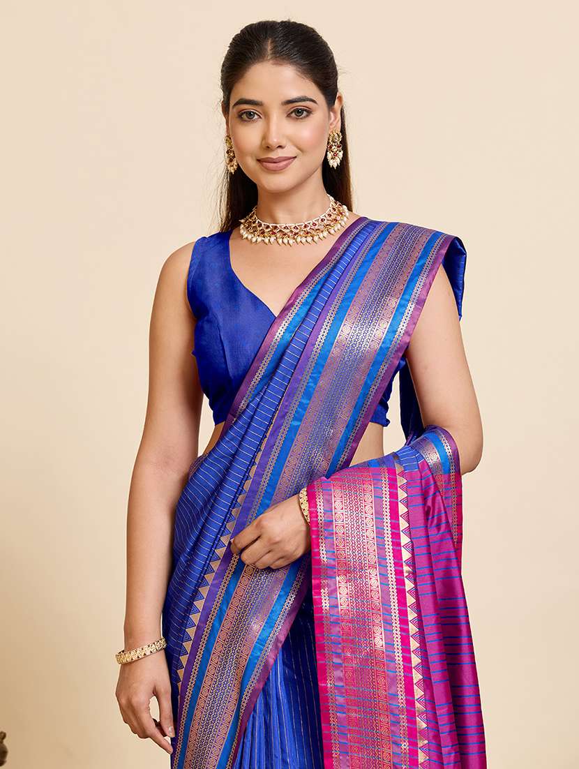 women printed saree with attached blouse with blouse - 22467674 -  Standard Image - 1