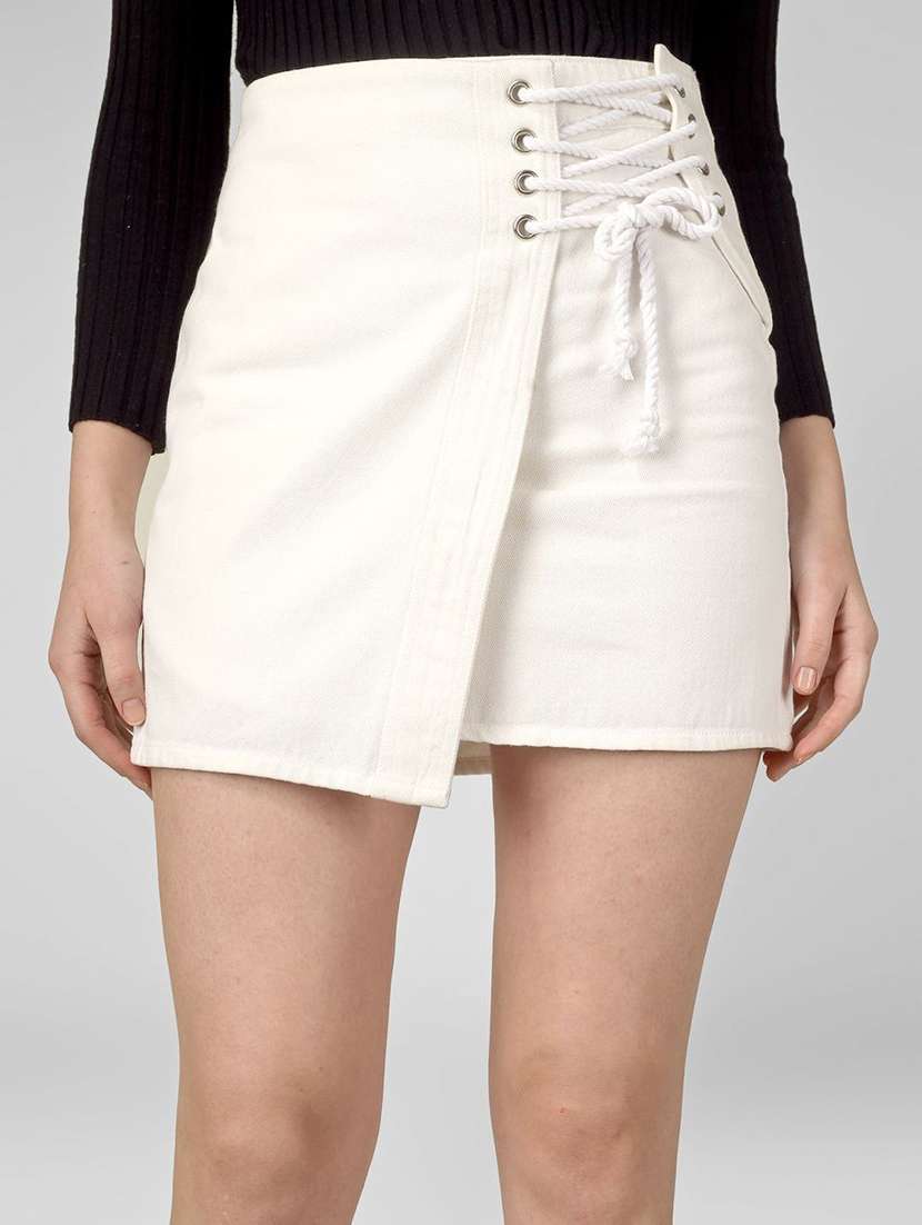 women white denim wrap skirt - 22467710 -  Standard Image - 1