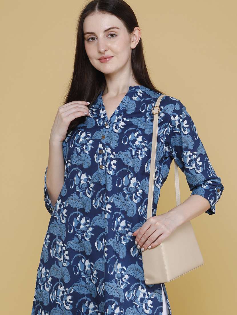 women printed three quarter sleeves straight kurta - 22467751 -  Standard Image - 4