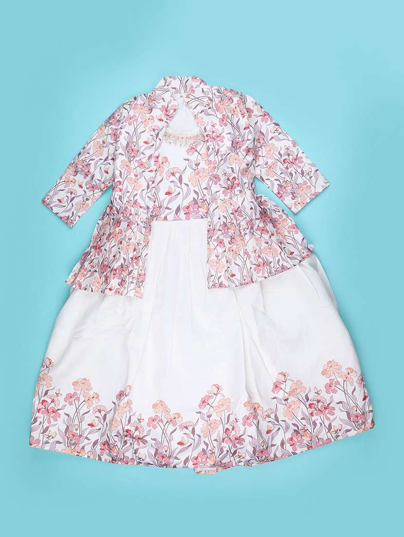 Girls Printed Three Quarter Sleeves Fit And Flare Frock - 22467772 -  Standard Image - 1