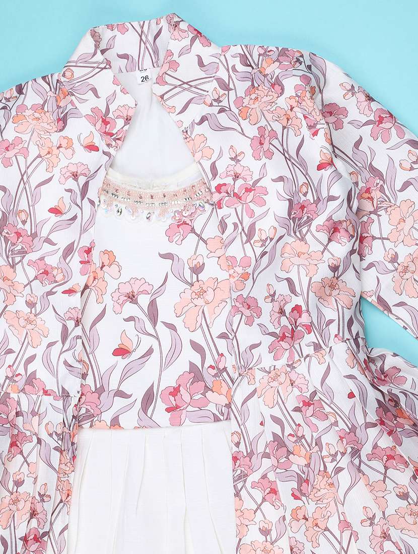 Girls Printed Three Quarter Sleeves Fit And Flare Frock - 22467772 -  Standard Image - 4