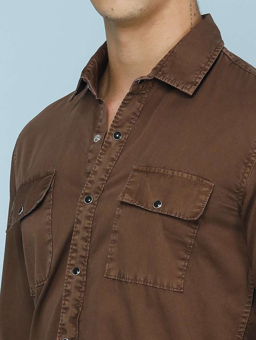 Men Solid Long Sleeve Slim Fit Casual Shirt - 22467781 -  Standard Image - 1