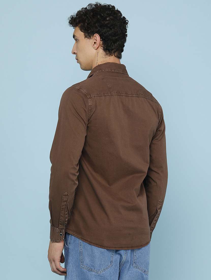 Men Solid Long Sleeve Slim Fit Casual Shirt - 22467781 -  Standard Image - 4